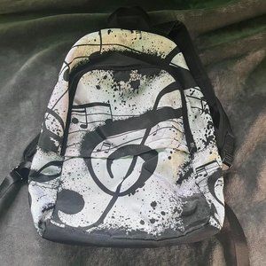 Black White Music Note Backpack